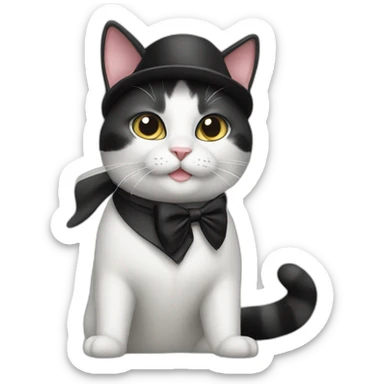 tuxedo cat wearing classy black beret sticker