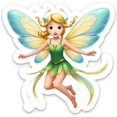 fairy character jumping with moth wing flare sticker
