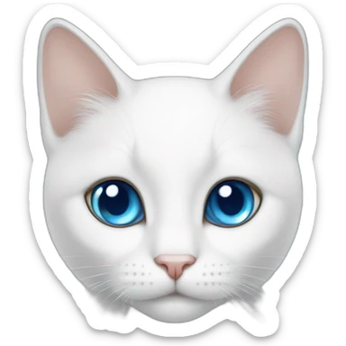 White cat with blue eyes and lop eared sticker