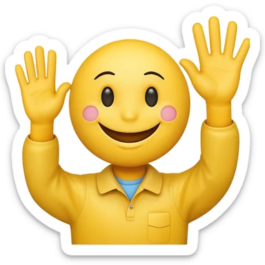 Smiley face with hands waving  sticker