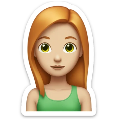 Girl with straight ginger hair and green eyes sticker