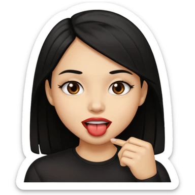 Brown light skin girl straight black hair biting her lips like this 🫦 sticker