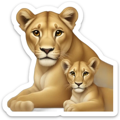 lioness and cub sticker