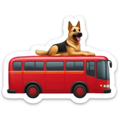 german sheppard drives a red bus sticker