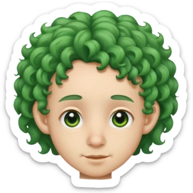 green curly  haired  big head accessory big nose mid size ear young sticker