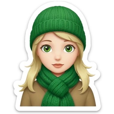 Girl green eyes with winter clothes  sticker
