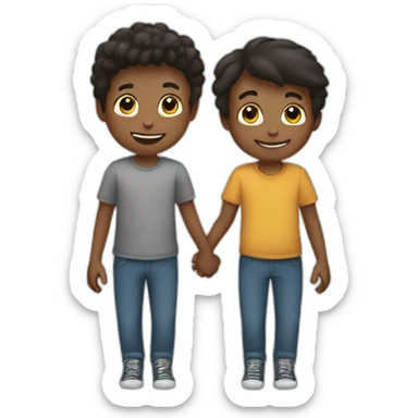 two boys holding hands sticker