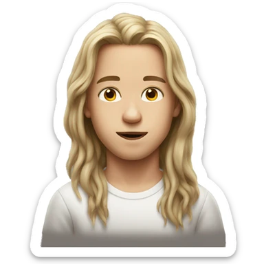 realistic portrait of a boy with long hair sticker