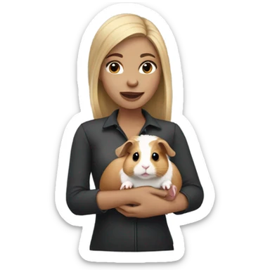 dark Blonde Woman holding a guineapig sticker