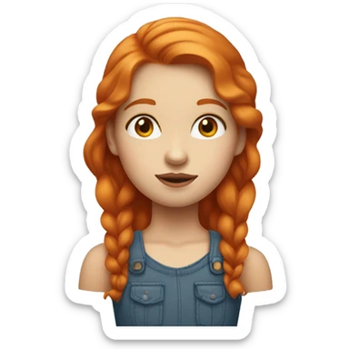 Ginger girl with scarlet red top lip and colorless bottom lip sticker
