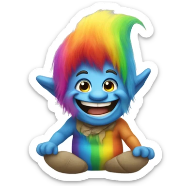 Happy rainbow troll sticker
