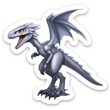  Edgy Grey Digimon-Fakemon-Velociraptor-Dragon-Mecha full body sticker