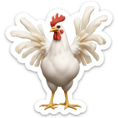 Chicken dancing with garlic sticker