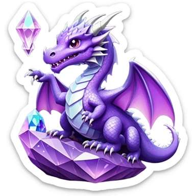 A purple space dragon holding a crystal sticker