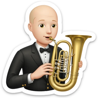 Tuba, von gltzköpfigen Mann gespielt sticker