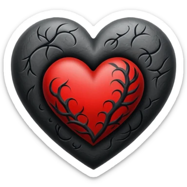 Black and red heart tattoo style sticker