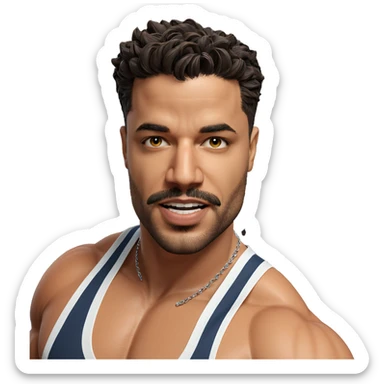 muscular man with necklace sticker
