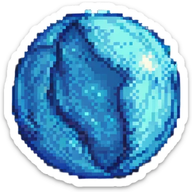 high resolution planet inspired by Neptune, pixel art style, photorealistic details, deep blue and aqua colors, space background sticker