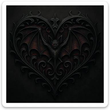 gothic heart with a bat motif sticker