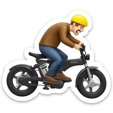 man crashing electric bike sticker