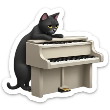 Cat playing piano sticker