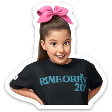 girl smiling in pink bow sticker