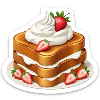 French toast with strawberry on top and whipped cream sticker