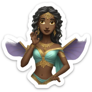 veela: Beautiful, enchanting beings with magical abilities and a temperamental nature, often appearing as dancers with veils. sticker