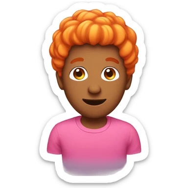 pink guy wth acorn hair with orange shirt sticker