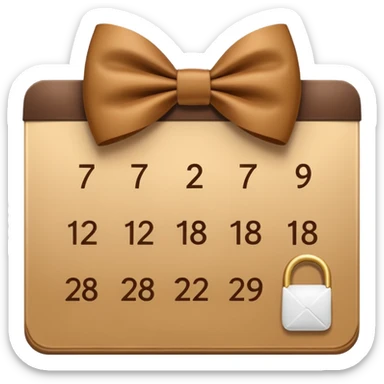 golden brown calendar top brown bow no days sticker