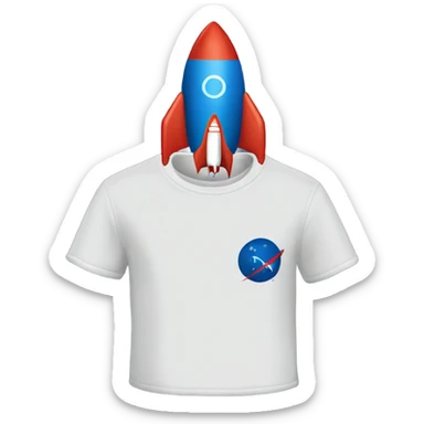 T shirt with rocket sticker