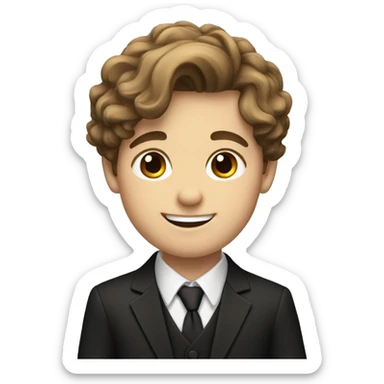 smiling boy with brown hair in formal attire sticker