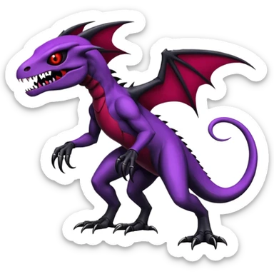 Evil Gothic Spooky Salandit-Duskull-Noibat-Fakémon-hybrid-creature (full body)  sticker