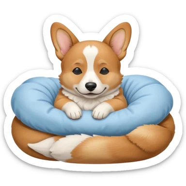 perrita caricatura gorgi gales durmiendo con ropa celeste sticker