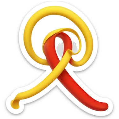 yellow curl loop, with huge red X at the middle sticker