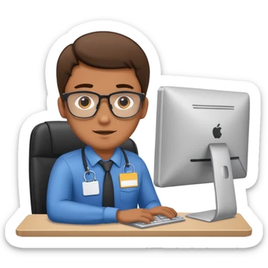 The man working at the computer store sticker