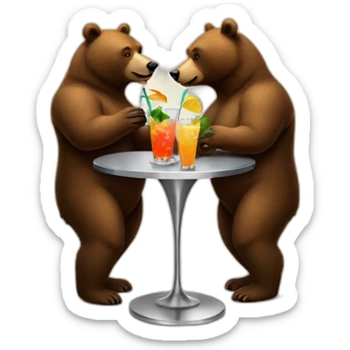 two bears drinking a cocktail metal table sticker