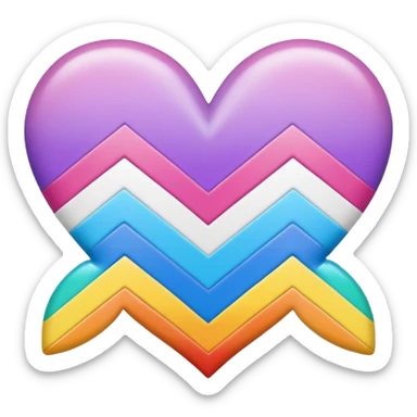 white heart with rainbow chevron pattern sticker