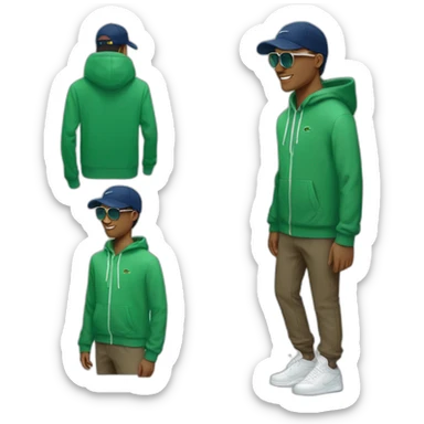 Guy using lacoste hoodie and Nike cap and oakley juliet sticker