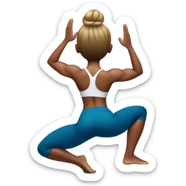 fitness model squating yoga pose back view hyprealisric sticker