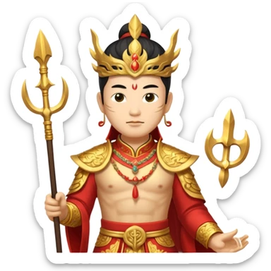 chinese god with Poseidon trident sticker
