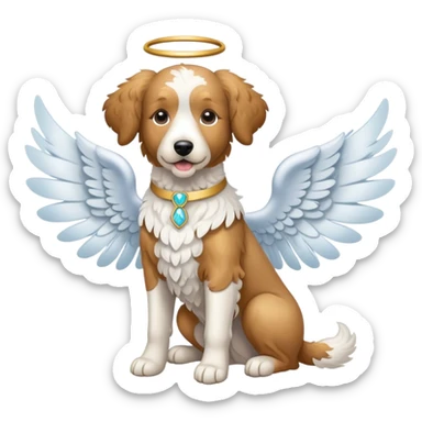 Shepadoodle dog with angel wings sticker