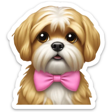 Golden Shitzu with pink bow sticker