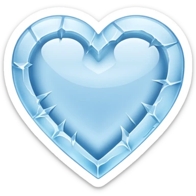 a flat heart that appears to be chiseled from a block of ice. Frost seems to grow on it sticker
