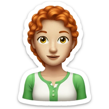 Red-haired girl with freckles and green eyes sticker