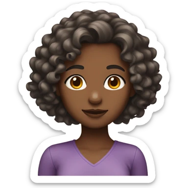 girl with medium to dark skin and shoulder length curly hair sticker