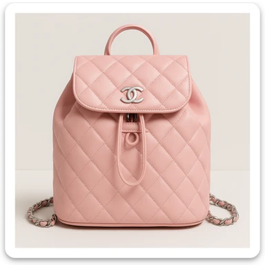 Chanel Urban Backpack, pastel pink, quilted pattern, CC logo, trendy and youthful, clean background sticker