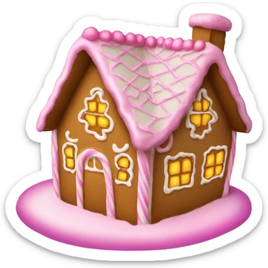 Gingerbread house with pink frosting sticker
