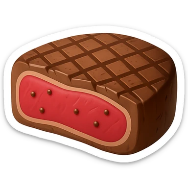 Remove potatoes but keep some steak details, make it look more like a steak in emoji style with no background. sticker