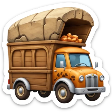  Prehistoric antique tall rocky Flintstones moving van  sticker